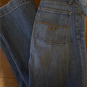 Kimes Ranch Blue Boot Cut Jeans with Brown Stitching